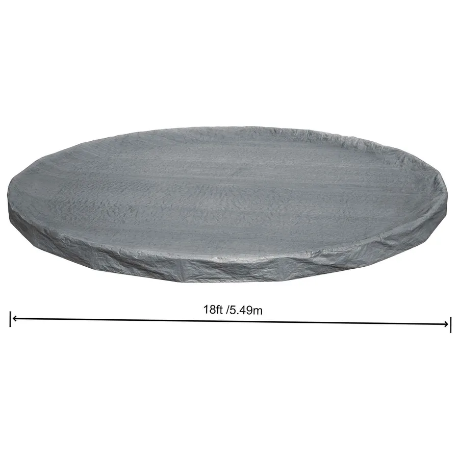 Bestway Couverture de piscine 1 Ø5,49 m Rond Polyester Gris for - 9