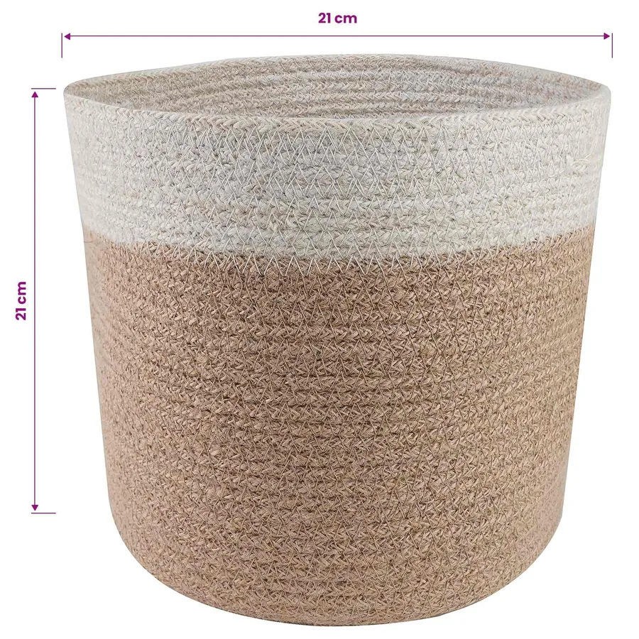 Ensemble de Pots à Plantes 2 pcs Naturel et Blanc Ø 21 x 21 cm - 6