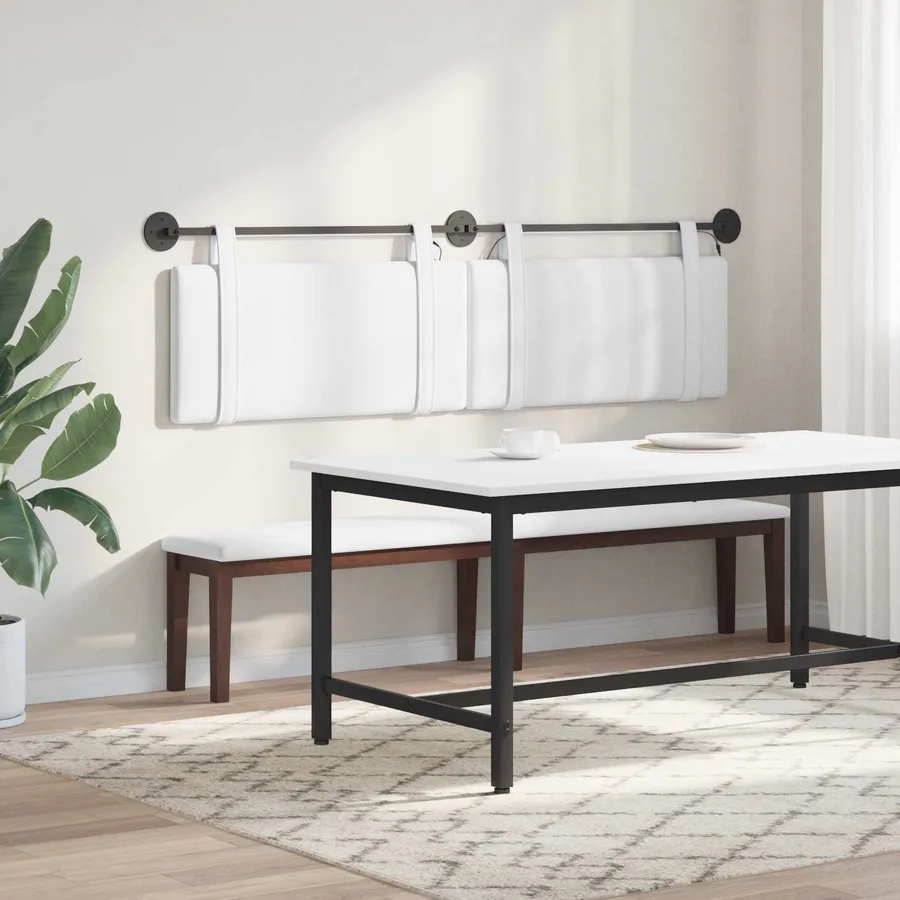 Tête de lit suspendue Avec lumière LED Blanc Tissu - 4