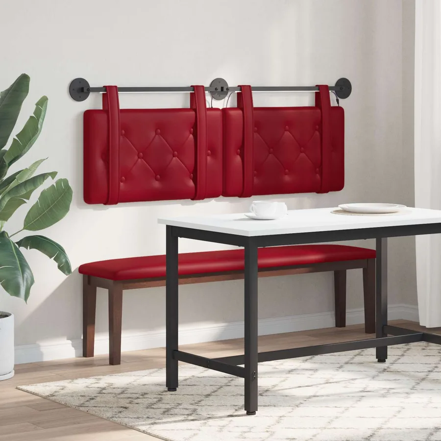 Tête de lit suspendue Avec lumière LED Bordeaux Simili cuir - 4