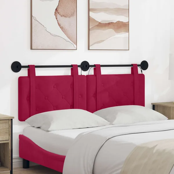 Tête de lit suspendue Avec lumière LED Bordeaux Velours