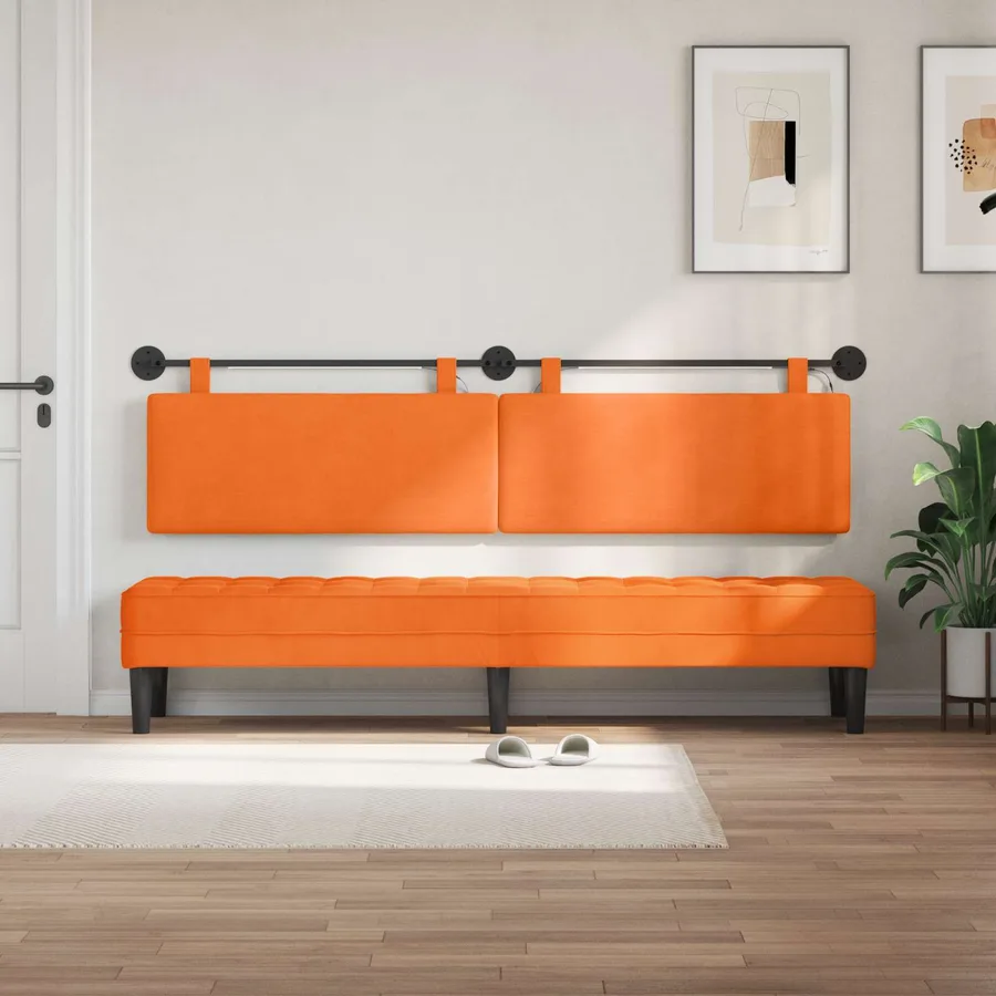 Tête de lit suspendue Orange Tissu en velours côtelé - 3
