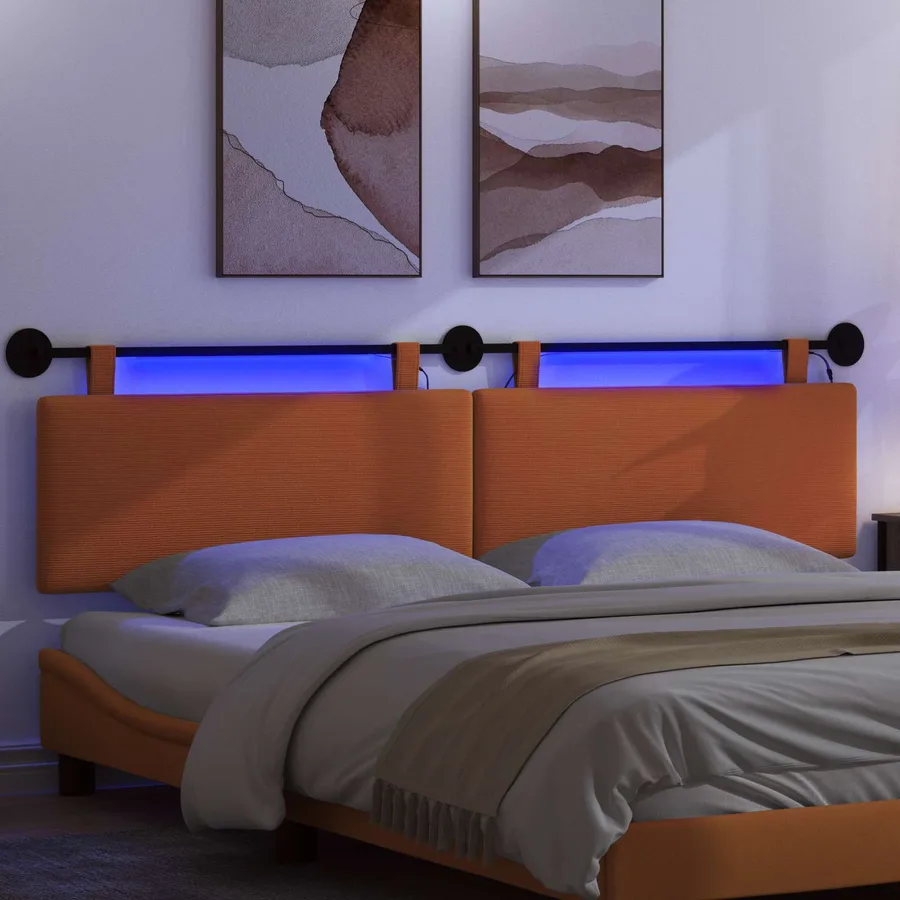 Tête de lit suspendue Orange Tissu en velours côtelé - 5