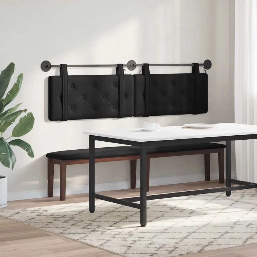 Tête de lit suspendue Avec lumière LED Noir Velours - 4