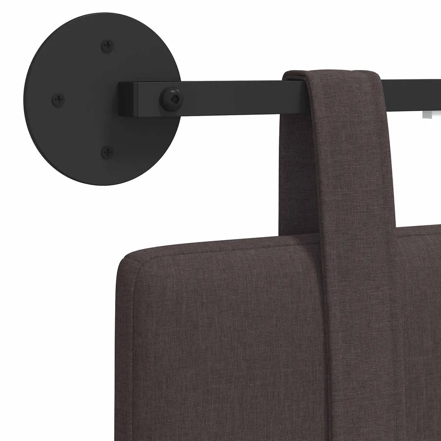 Tête de lit suspendue Avec lumière LED Marron foncé Tissu - 8