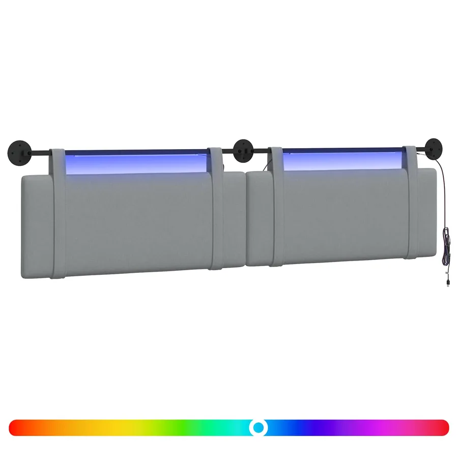Tête de lit suspendue Avec lumière LED Gris clair Tissu - 2