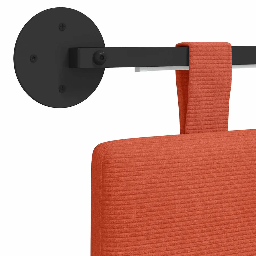 Tête de lit suspendue Rouge orange Tissu en velours côtelé - 8