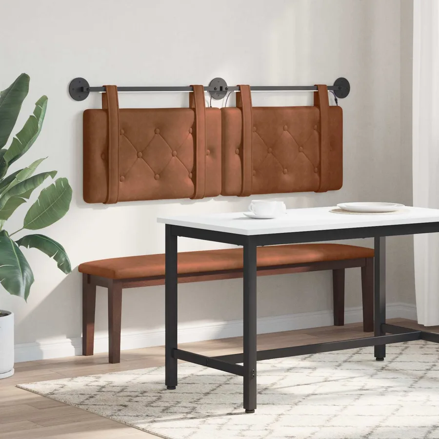 Tête de lit suspendue Avec lumière LED Marron PU antique - 4