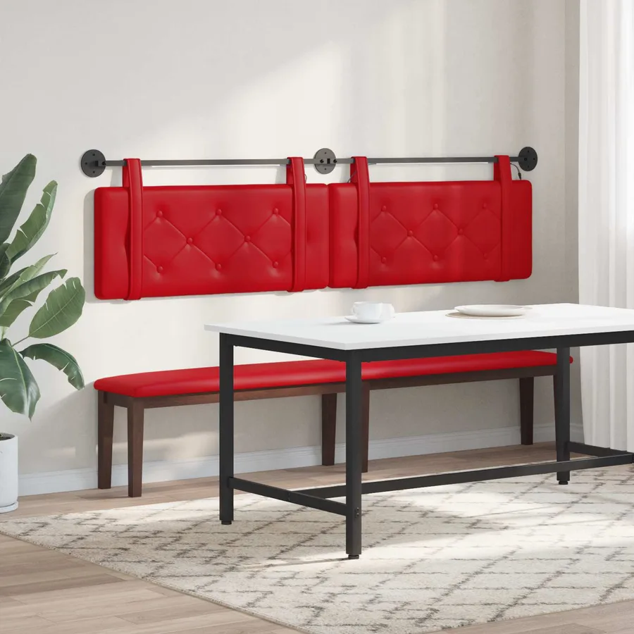Tête de lit suspendue Avec lumière LED Rouge Simili cuir - 4