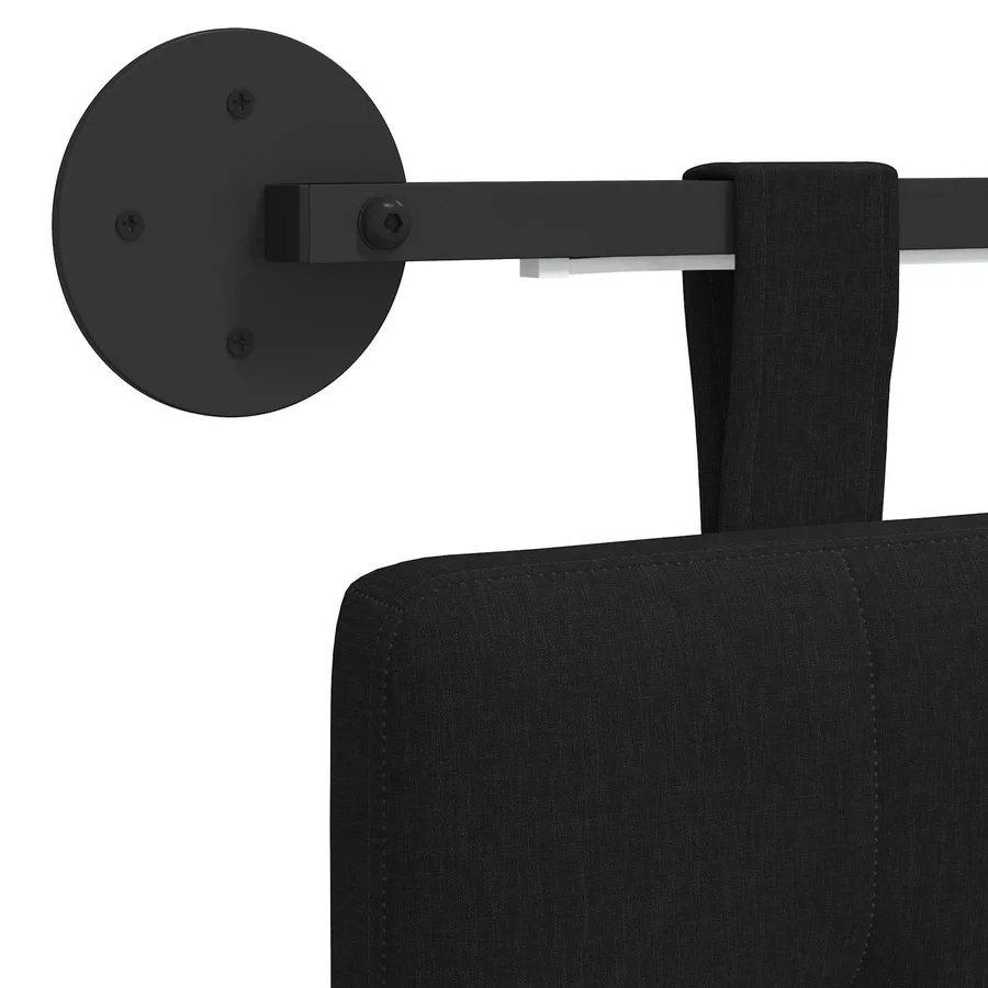 Tête de lit suspendue Avec lumière LED Noir Tissu - 8