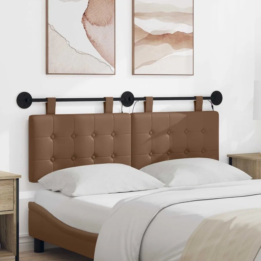 Tête de lit suspendue Avec lumière LED Cappuccino Simili cuir