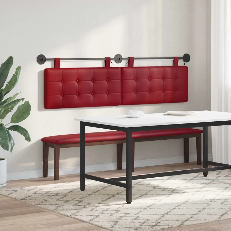 Tête de lit suspendue Avec lumière LED Bordeaux Simili cuir - 4