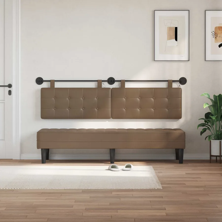 Tête de lit suspendue Avec lumière LED Cappuccino Simili cuir - 3