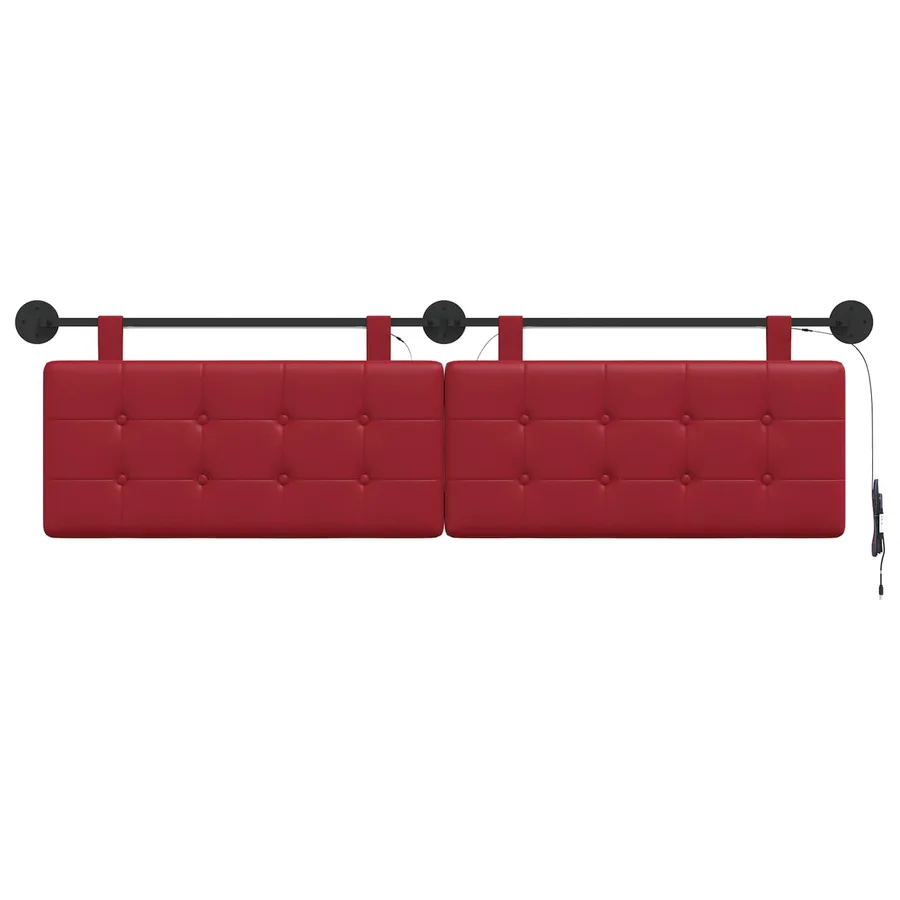 Tête de lit suspendue Avec lumière LED Bordeaux Simili cuir - 6
