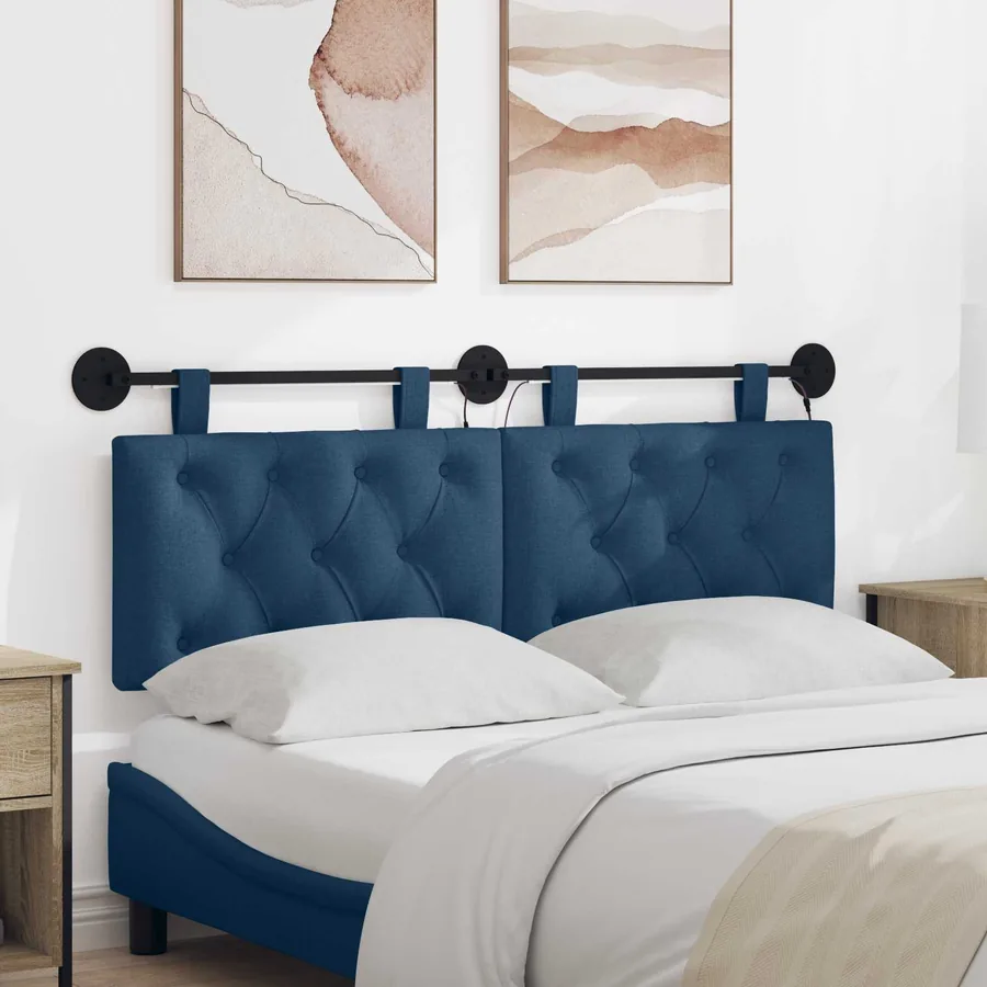 Tête de lit suspendue Avec lumière LED Bleu Tissu