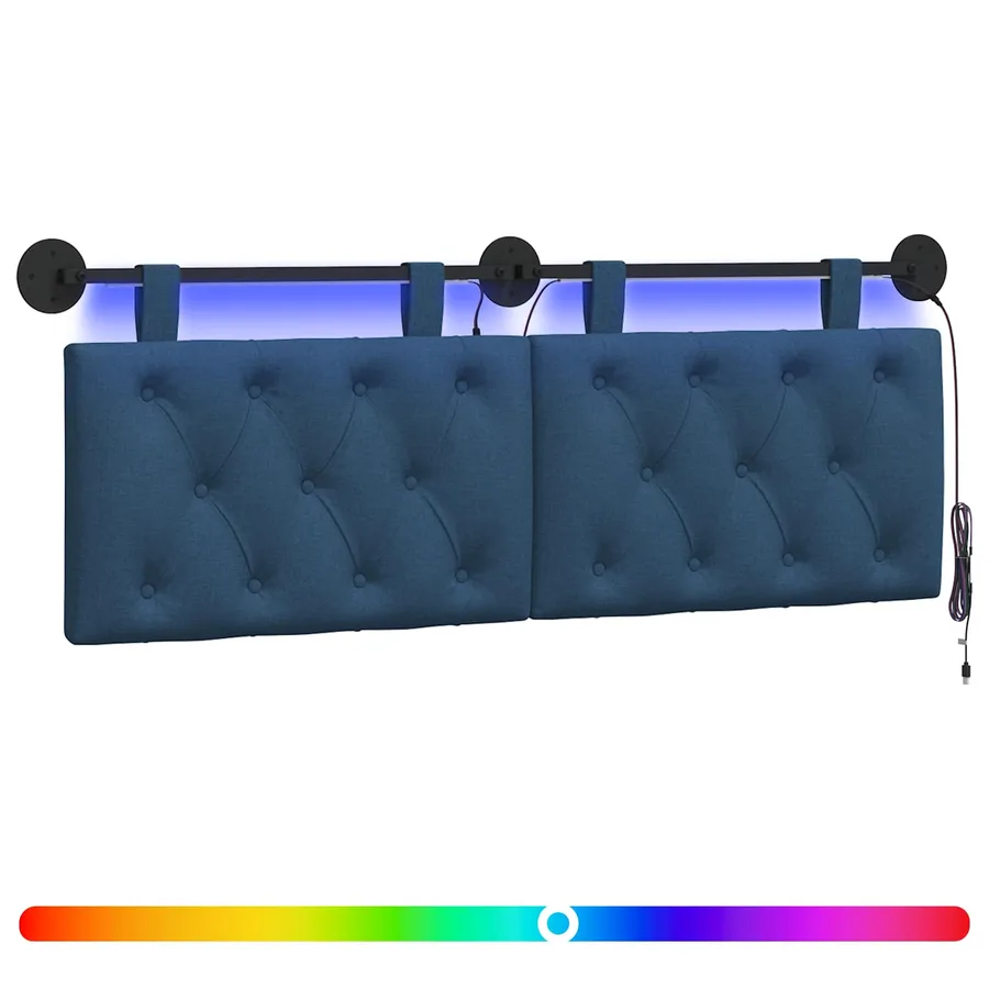 Tête de lit suspendue Avec lumière LED Bleu Tissu - 2