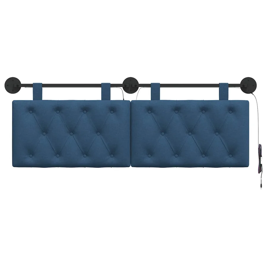 Tête de lit suspendue Avec lumière LED Bleu Tissu - 6