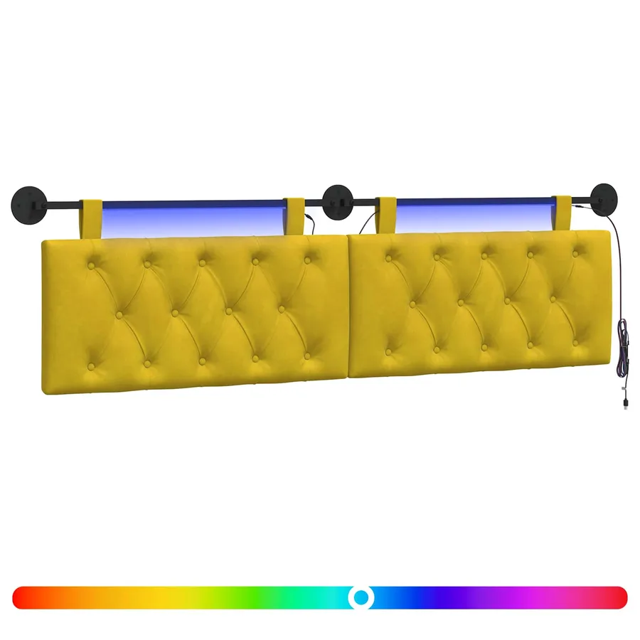 Tête de lit suspendue Avec lumière LED Jaune Velours - 2