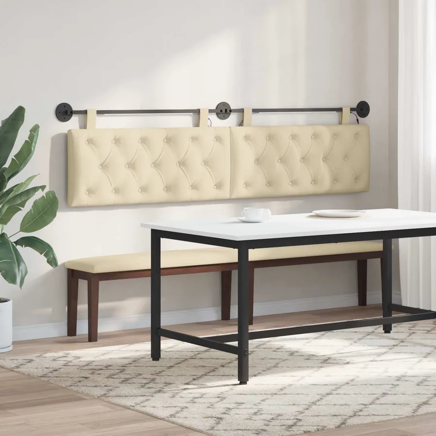 Tête de lit suspendue Avec lumière LED Crème Tissu - 4