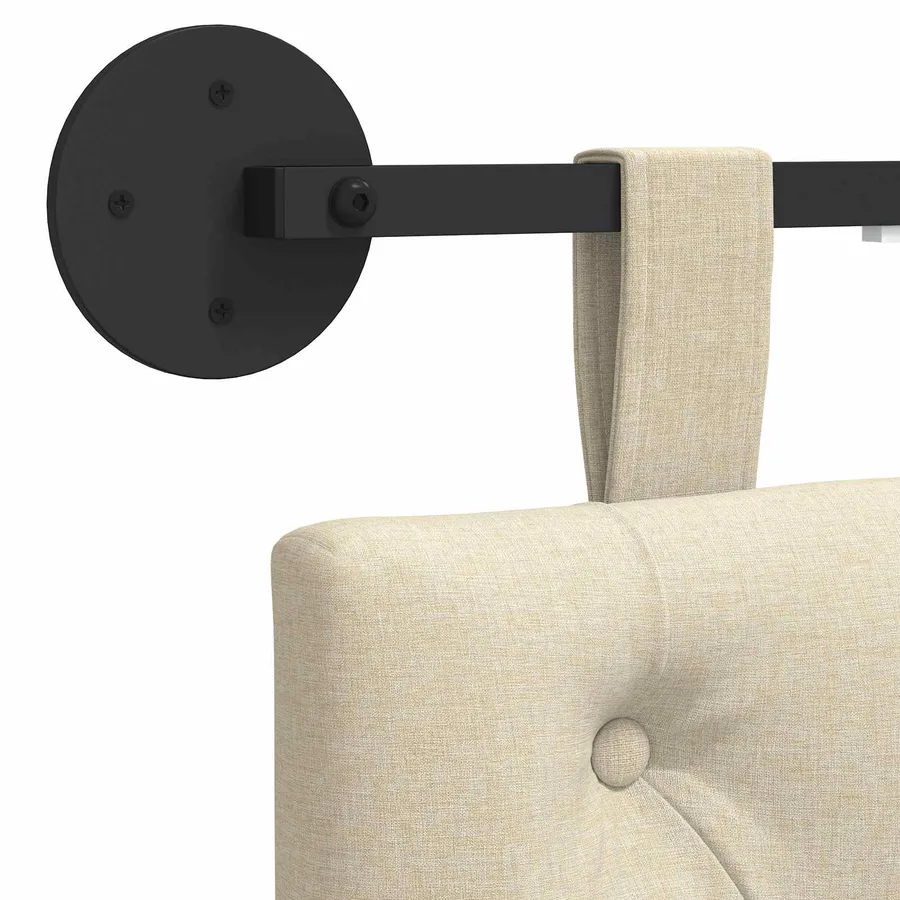 Tête de lit suspendue Avec lumière LED Crème Tissu - 8