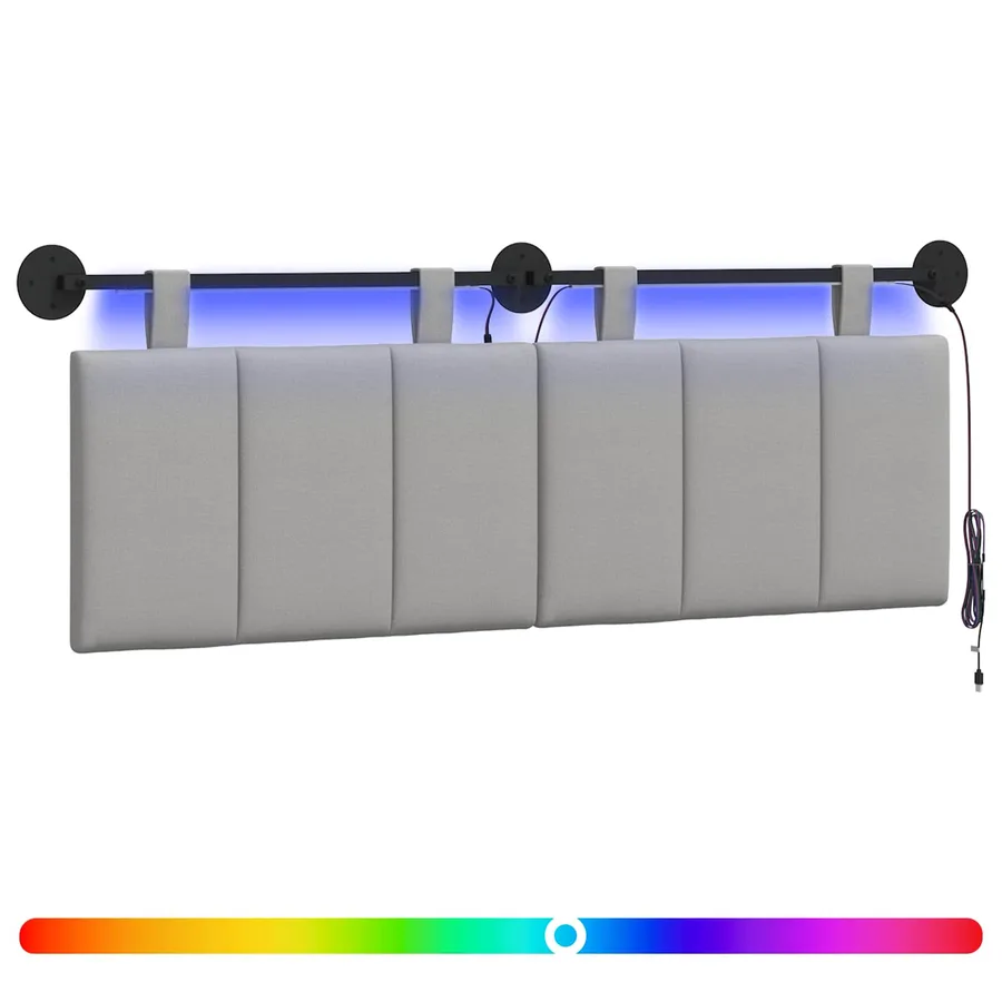 Tête de lit suspendue Avec lumière LED Gris nuage Tissu - 2