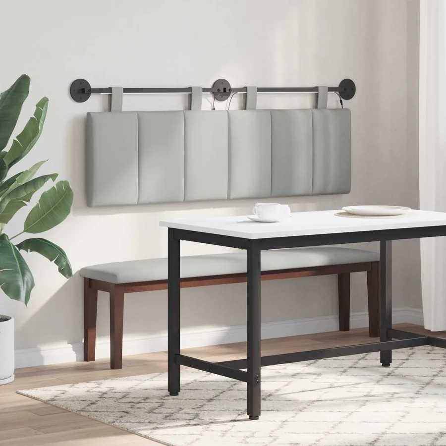 Tête de lit suspendue Avec lumière LED Gris nuage Tissu - 4