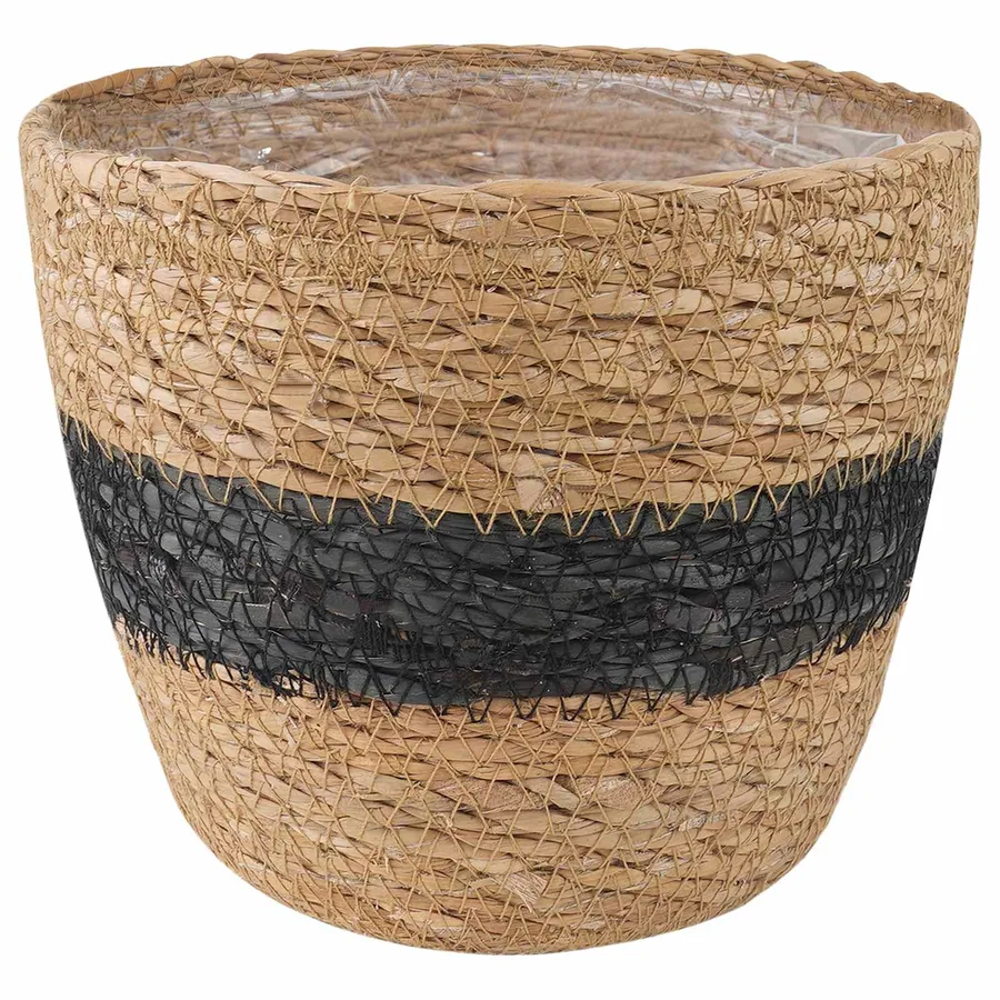 Paniers à plantes en herbe de mer 3 pcs Naturel et noir - 4