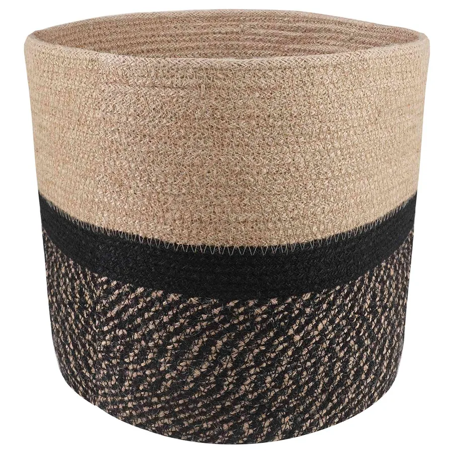 Ensemble de Pots à Plantes 2 pcs Naturel et noir Ø 28 x 28 cm - 2