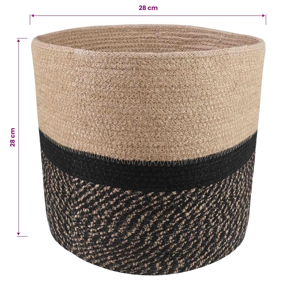 Ensemble de Pots à Plantes 2 pcs Naturel et noir Ø 28 x 28 cm - 6