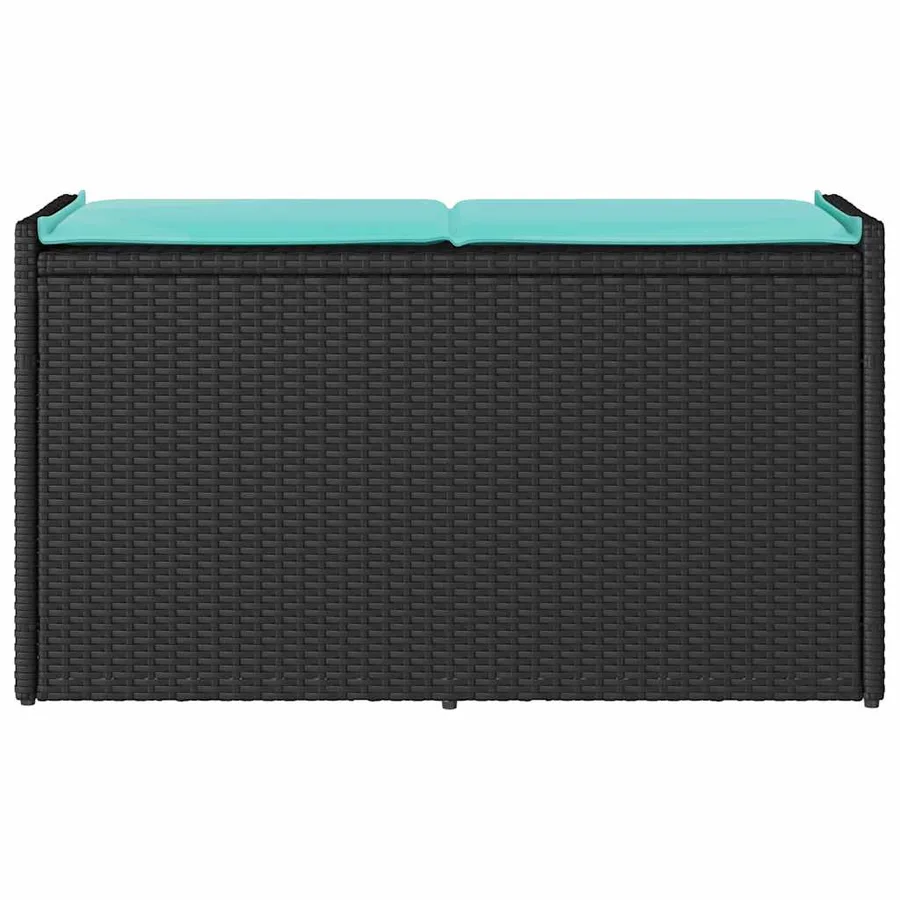 Banc de rangement extérieur coussin noir 100 cm résine tressée - 4