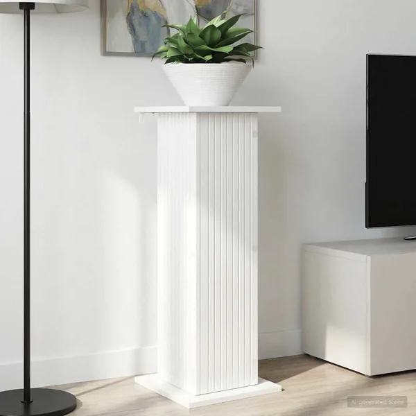 Support de Plante 2 pcs Blanc brillant 30,5 x 30 x 80,5 cm