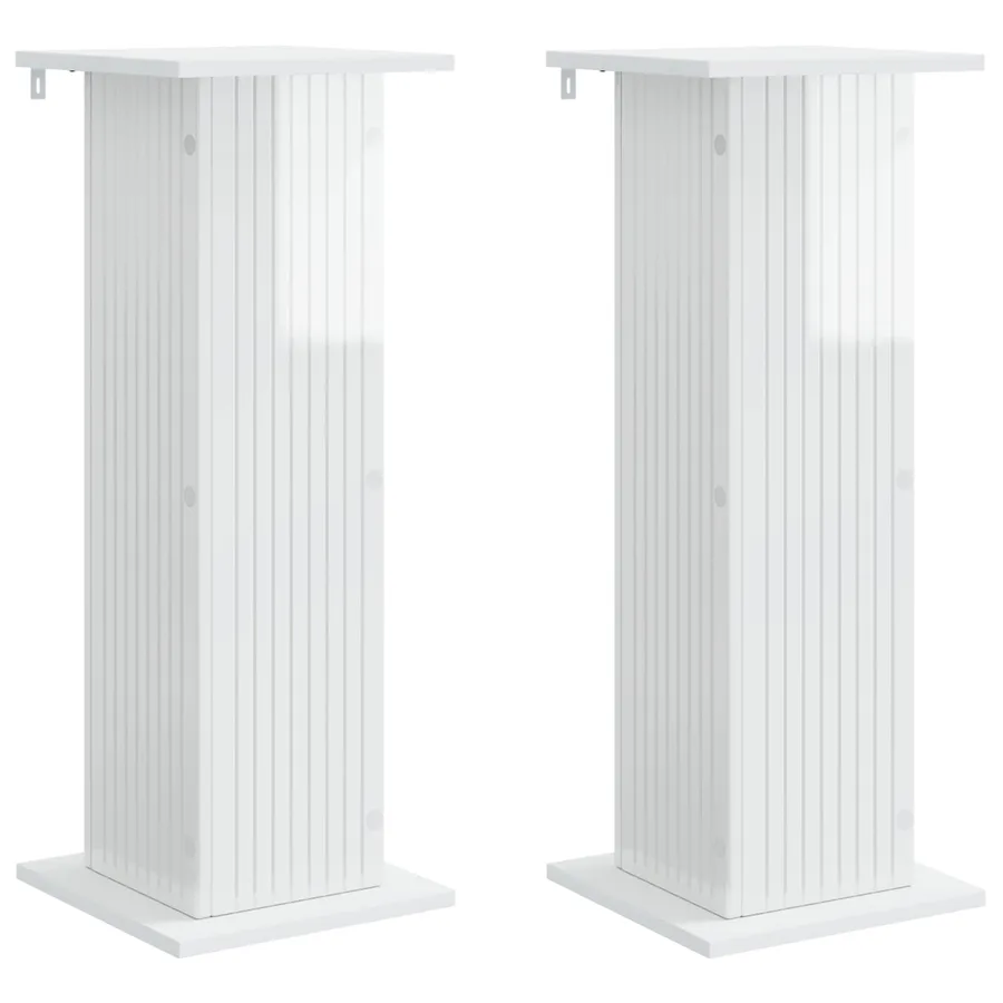 Support de Plante 2 pcs Blanc brillant 30,5 x 30 x 80,5 cm - 2