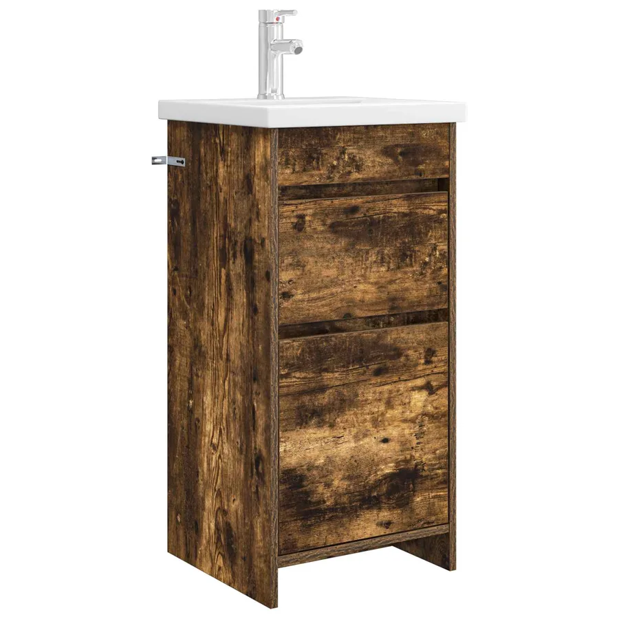 Meuble de salle de bain avec évier Chêne fumé 42 x 40 x 84,5 cm - 2