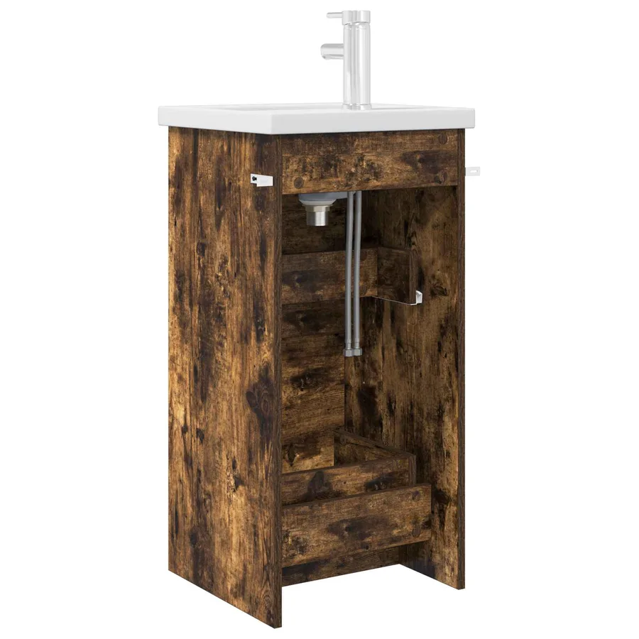 Meuble de salle de bain avec évier Chêne fumé 42 x 40 x 84,5 cm - 5