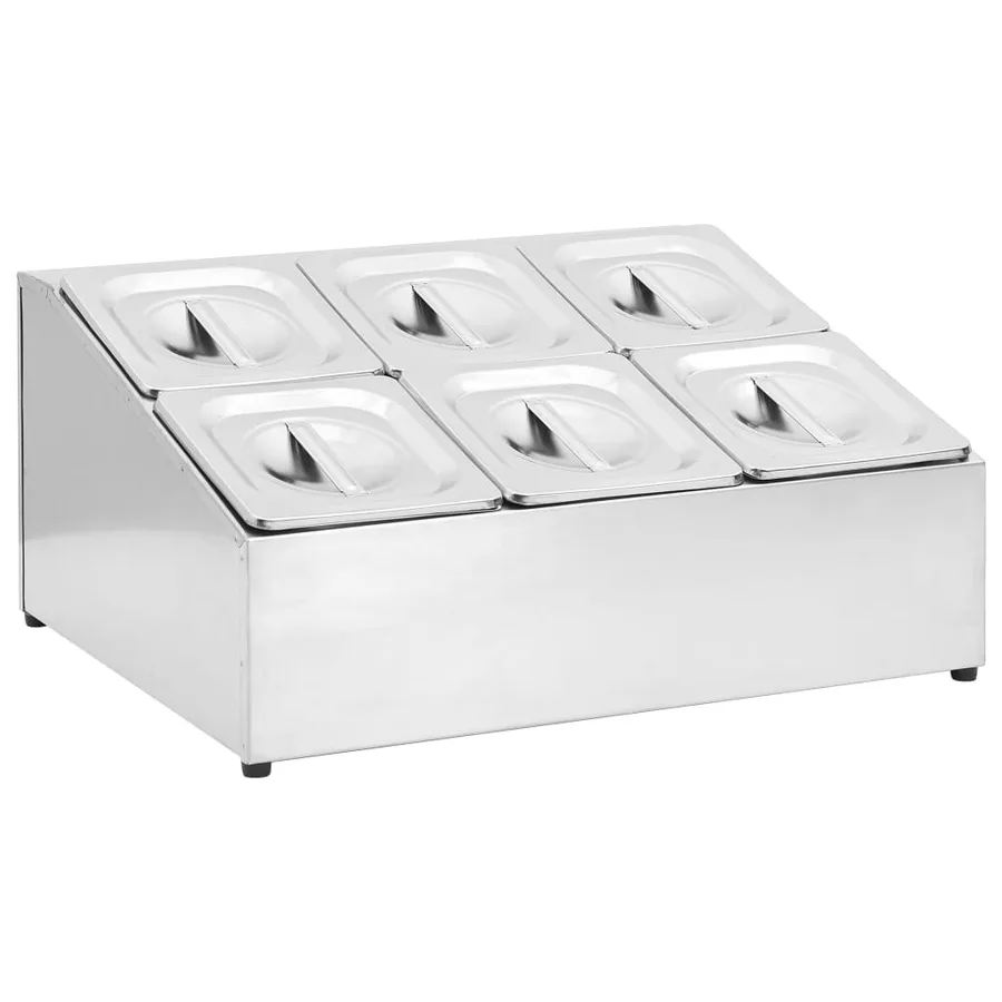 Récipient Gastronorm avec 6 bacs GN 1/6 Acier inoxydable - 2
