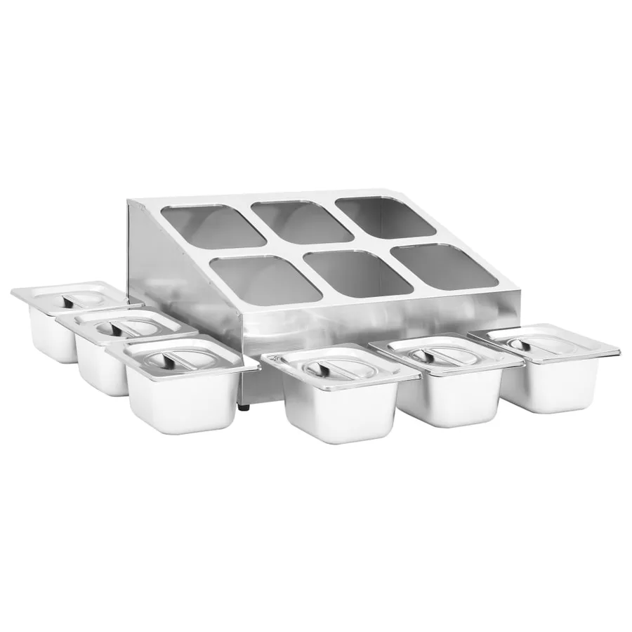 Récipient Gastronorm avec 6 bacs GN 1/6 Acier inoxydable - 7