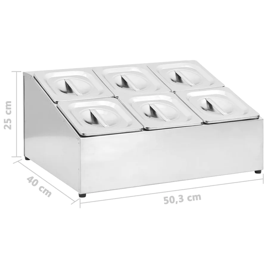 Récipient Gastronorm avec 6 bacs GN 1/6 Acier inoxydable - 9