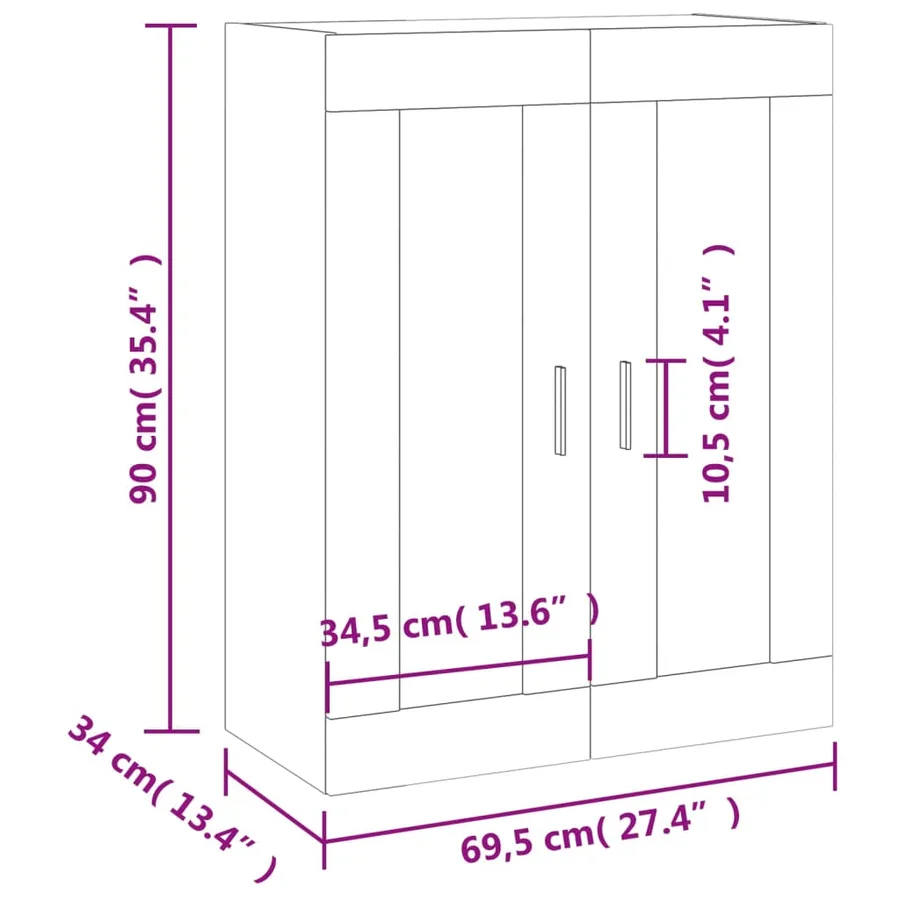 Armoire murale chêne marron 69,5x34x90 cm - 13