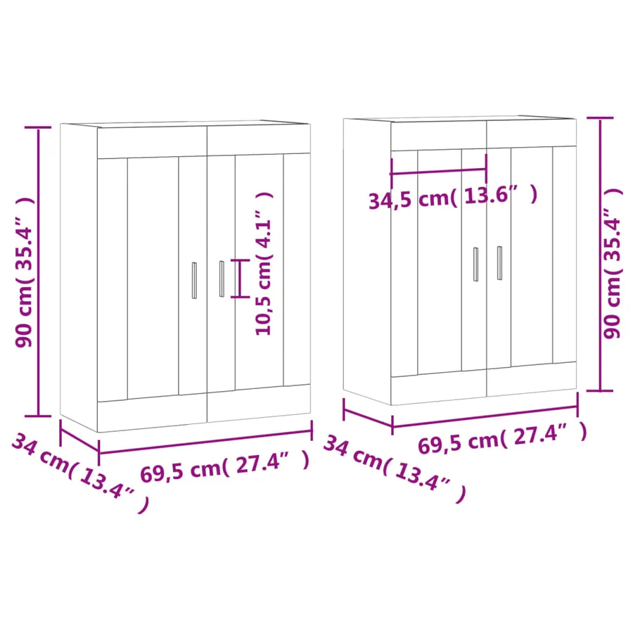 Armoires murales 2 pcs chêne fumé bois d'ingénierie - 12