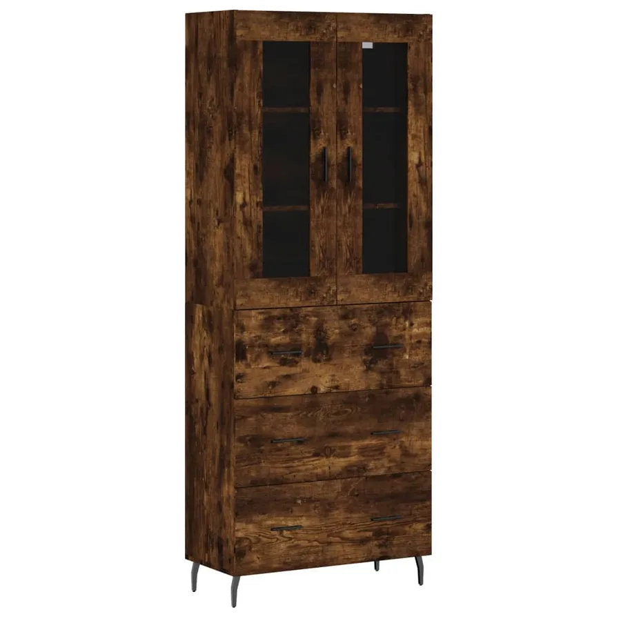 Buffet haut Chêne fumé 69,5x34x180 cm Bois d'ingénierie - 2