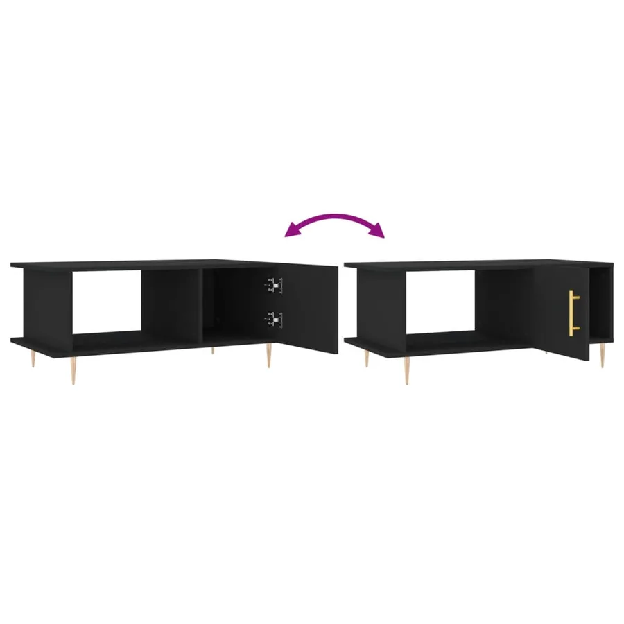 Table basse noir 90x50x40 cm bois d'ingénierie - 9