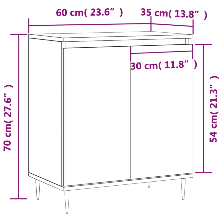 Buffet Sonoma gris 60x35x70 cm Bois d'ingénierie - 11