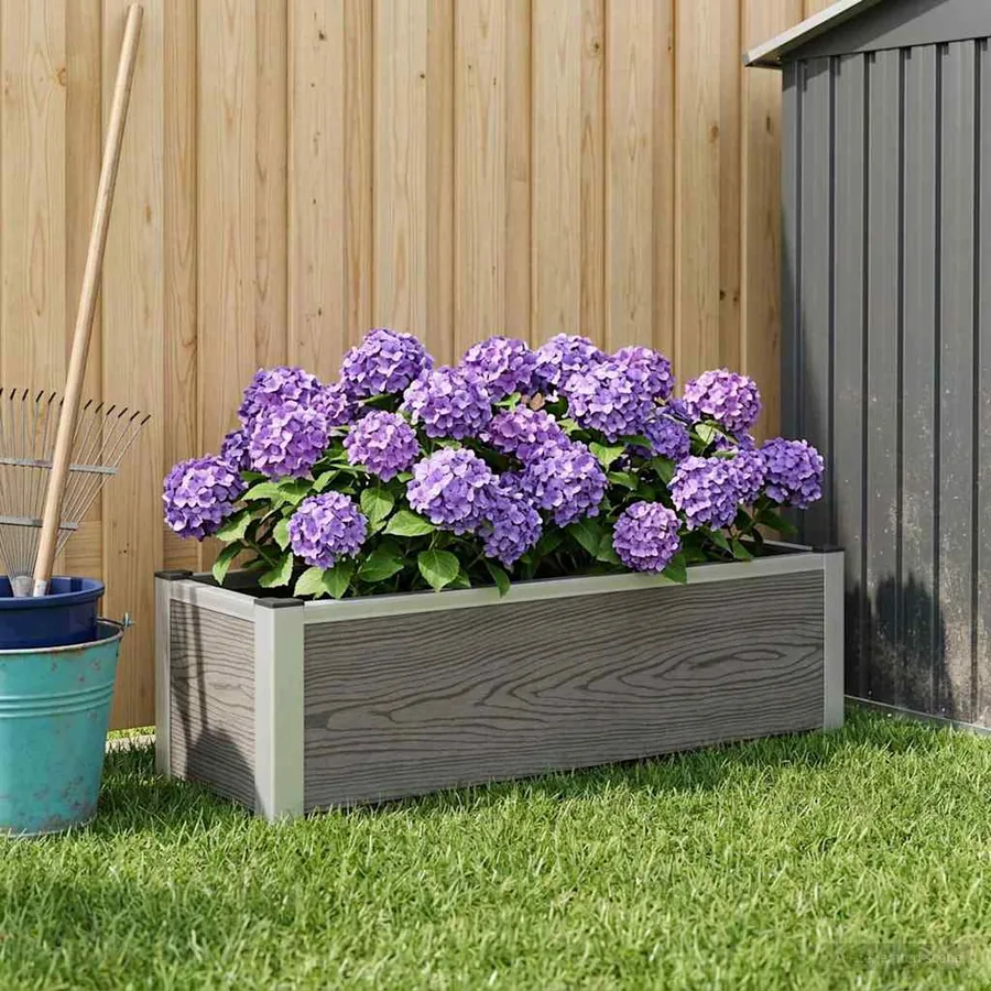 Jardinière surélevée Gris 100 x 30 x 22 cm WPC et Aluminium