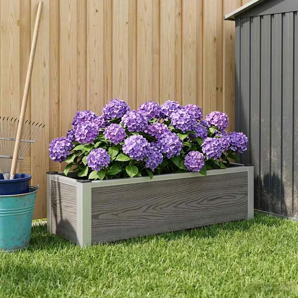 Jardinière surélevée Gris 100 x 30 x 22 cm WPC et Aluminium