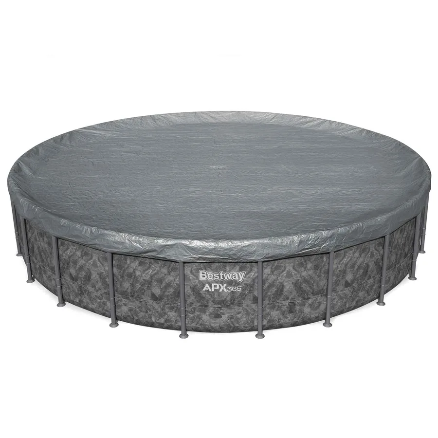 Bestway Couverture de piscine 1 Ø6,10 m Rond Polyester Gris for