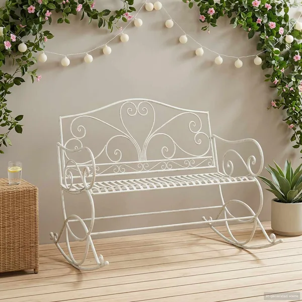 Banc de jardin Blanc antique Acier
