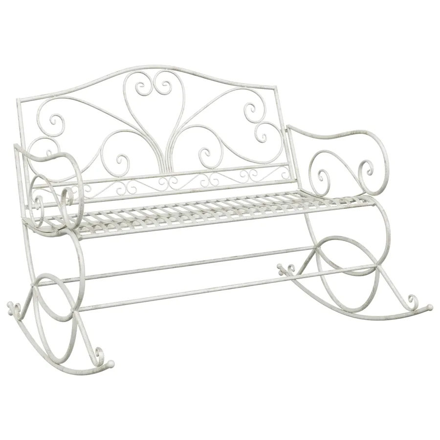 Banc de jardin Blanc antique Acier - 2