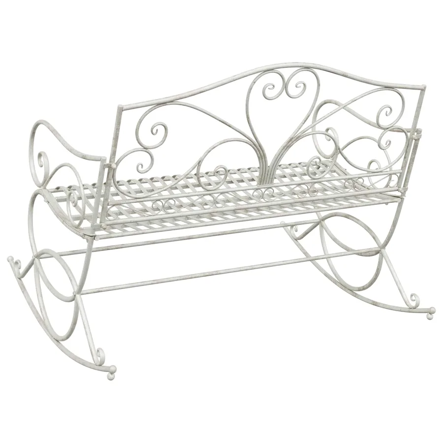 Banc de jardin Blanc antique Acier - 5