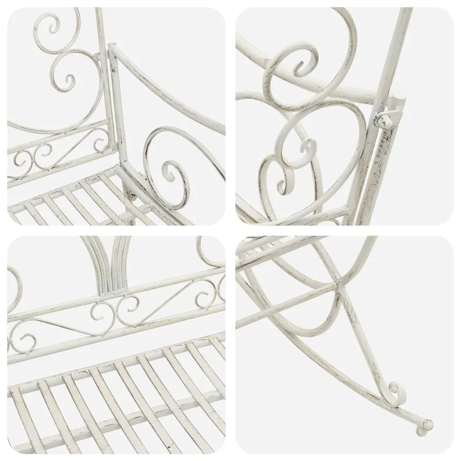 Banc de jardin Blanc antique Acier - 6