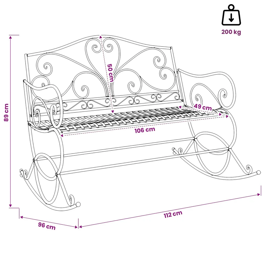 Banc de jardin Blanc antique Acier - 7